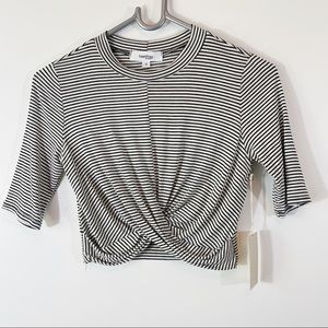 Hashttag Striped Crop Top, S